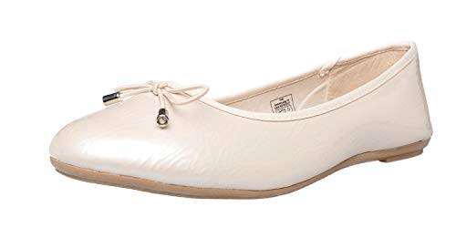 Fitters Footwear That Fits Damen Ballerina Mila Synthetik Lack Ballerinas klassisch mit Schleife Übergröße (43 EU, Nude) von Fitters Footwear That Fits