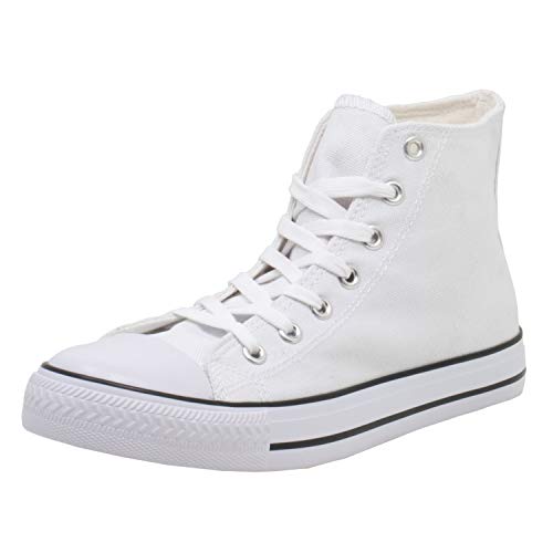 Fitters Footwear That Fits Damen Leinenschuh Canvas Textil Leinenschuh aus Canvas mit vulkanisierter Sohle (38 EU, weiß) von Fitters Footwear That Fits