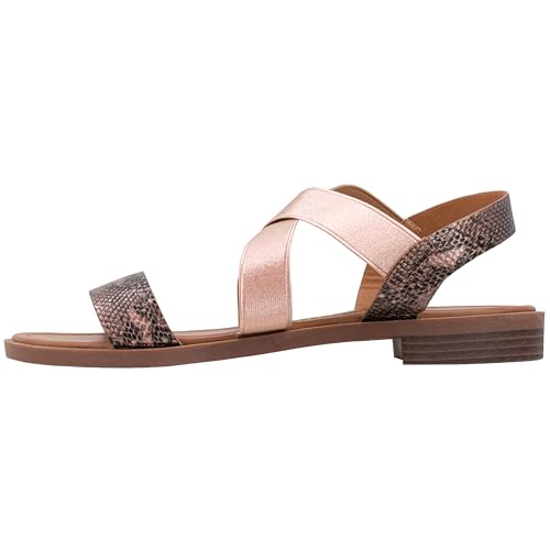 Große Damenschuhe Sandale AVA, modische Schuhe in Übergröße, Bequeme Sandale mit Schlangenprint (44 EU, Rose) von Fitters Footwear That Fits