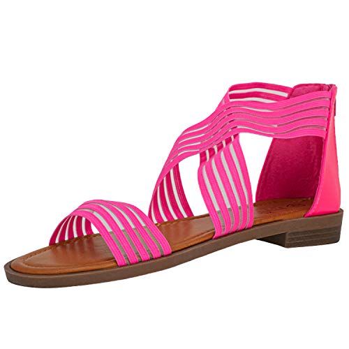 Fitters Footwear That Fits Damen Sandale Christina Synthetik Bequem Gummiband perfekte Passform Übergröße (44 EU, pink) von Fitters Footwear That Fits