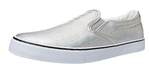 Fitters Footwear That Fits Damen Sneaker Sally Synthetik Slip-on Metallic Look Übergröße (42 EU, Silber) von Fitters Footwear That Fits