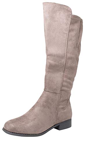 Fitters Damen Stiefel May in Farbe Taupe, kniehoch Stiefel modisch mit Elastik Einsatz Übergröße, Damenschuhe in Übergröße, große Größen Stiefel, May 43 EU Taupe von Fitters Footwear That Fits