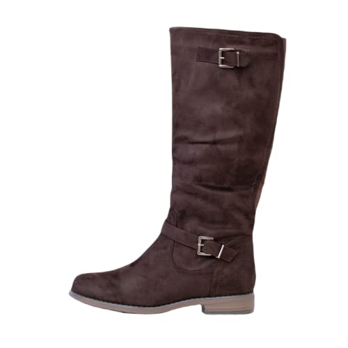 Fitters Footwear That Fits Damen Stiefel Vanessa Microfibre Stiefel klassisch elastisch Übergröße in braun, Schuhgröße:43 von Fitters Footwear That Fits