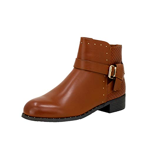 Fitters Footwear That Fits Damen Stiefelette Alma PU Bikerstiefelette mit Reißverschluss Übergröße (43 EU, brandy) von Fitters Footwear That Fits