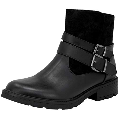 Fitters Footwear That Fits Damen Stiefelette Laia PU Bikerstiefelette mit Reißverschluss Übergröße (42 EU, schwarz) von Fitters Footwear That Fits