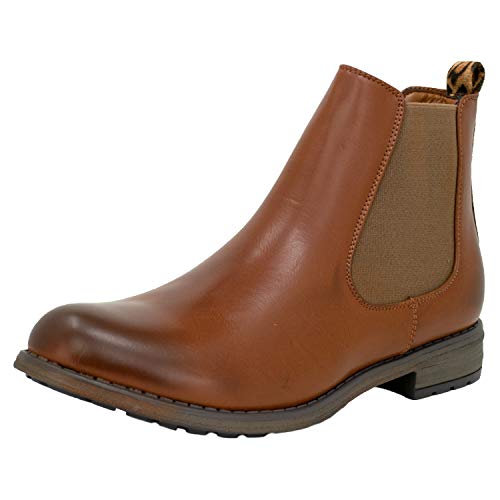 Fitters Footwear That Fits Damen Stiefelette Lucia PU Chelsea Boot mit Animalprint Übergröße (43 EU, Brandy) von Fitters Footwear That Fits