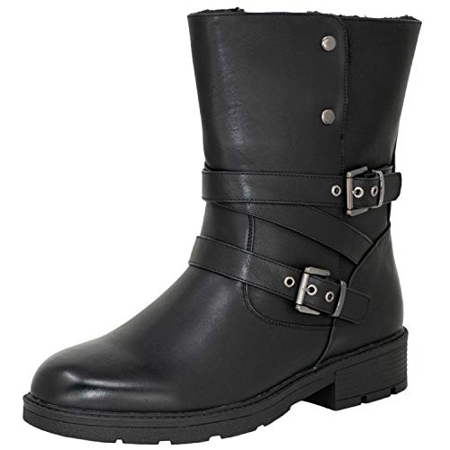 Fitters Footwear That Fits Damen Stiefelette Nicola Synthetik Stiefelette warm gefüttert Übergröße (44 EU, schwarz) von Fitters Footwear That Fits