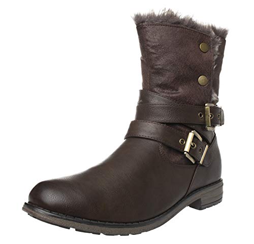 Fitters Footwear That Fits Damen Stiefelette Nicole Synthetik Stiefelette warm gefüttert Übergröße (43 EU, braun) von Fitters Footwear That Fits