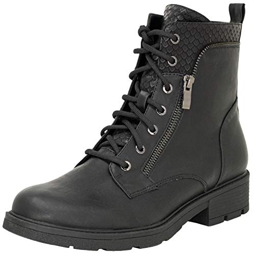 Fitters Footwear That Fits Damen Stiefelette Perunscha PU Schnürstiefelette mit Reißverschluss Übergröße (schwarz, numeric_43) von Fitters Footwear That Fits