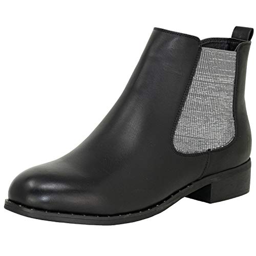 Fitters Footwear That Fits Damen Stiefelette Sabine PU Chelsea Boot mit Nieten Übergröße (schwarz, numeric_44) von Fitters Footwear That Fits