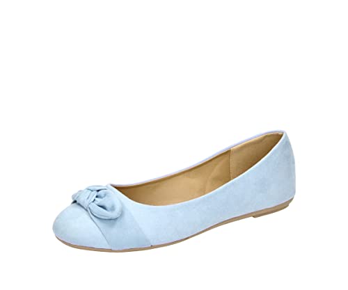 Fitters Footwear That Fits - Moderne Damen Ballerina Claire in Microfibre Mit Schleife - Modische Ballerinas in trendigen Farben - in Übergröße (EU,) (Pastel blau, Numeric_43) von Fitters Footwear That Fits