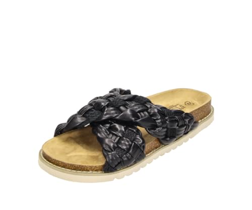 Sandale Alice in Farbe Schwarz, modische Schuhe in Übergröße, große Damenschuhe, Alice 45 EU Black von Fitters Footwear That Fits