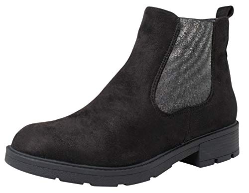 Fitters Footwear That Fits Damen Stiefelette Mena Microfibre Chelsea Boot Metallic Elastik Übergröße (43 EU, schwarz) von Fitters Footwear That Fits