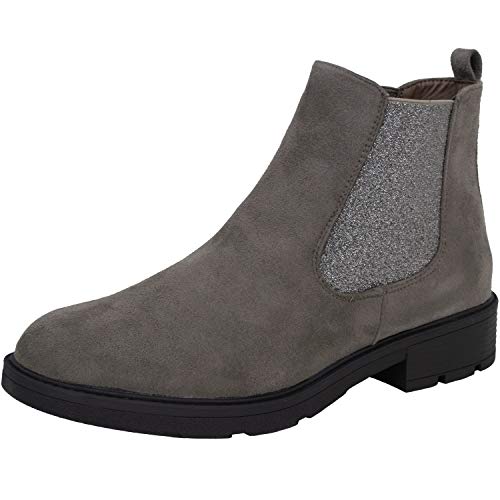 Fitters Footwear That Fits Damen Stiefelette MENA Microfibre Chelsea Boot Metallic Elastik Übergröße (45 EU, grau) von Fitters Footwear That Fits