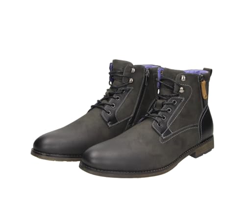 Fitters Herren Stiefel Leo in Farbe Black PU Nubuck, Herrenschuhe in Übergröße - große Herrenschuhe, Leo 50 EU Black PU Nubuck von Fitters Footwear That Fits