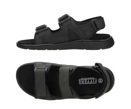 Fitters Herrensandale FRITZ in schwarz, moderne Dandale in Übergröße, Bequeme Sandale, Große Herrenschuhe/Herrenschuhe in Übergröße, FRITZ in Black 49 von Fitters Footwear That Fits