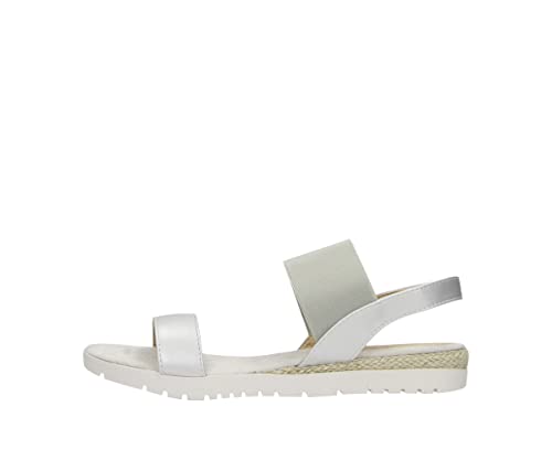 Große Damenschuhe Sandale Jana, modische Schuhe in Übergröße, Bequeme Sandale mit elastischem Band (42 EU, Silver) von Fitters Footwear That Fits