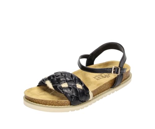 Sandale Jeanne in Farbe Schwarz, modische Schuhe in Übergröße, große Damenschuhe, Jeanne 43 EU Black von Fitters Footwear That Fits