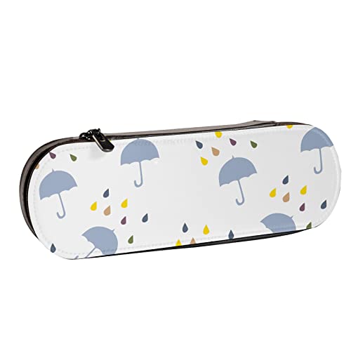 Fittg Federmäppchen mit niedlichem Regenschirm, Cartoon-Motiv, mit Reißverschluss, Leder-Bleistifttasche, multifunktional, für Schule, Büro von Fittg