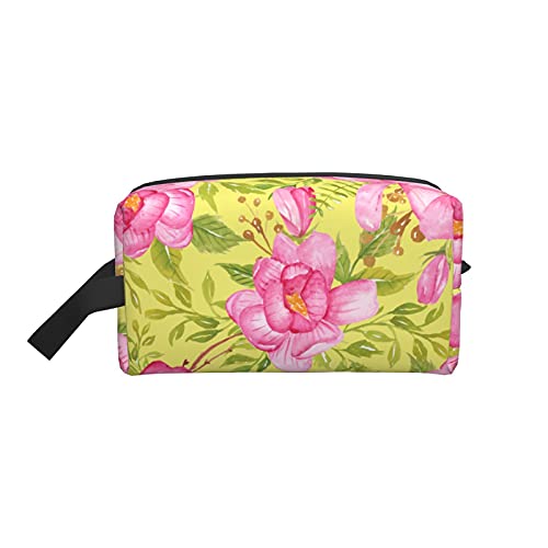 Make-up-Tasche, Aquarell-Blumen-Motiv, Reise-Reißverschluss, wasserdichte Clutch, Toilettenartikel-Aufbewahrung, Kosmetiktasche für Mädchen und Frauen von Fittg