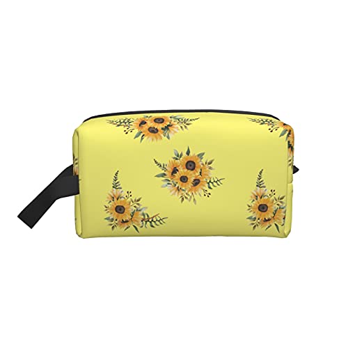 Make-up-Tasche, Aquarell-Sonnenblume, Reise-Reißverschluss, wasserdichte Clutch, Aufbewahrung von Toilettenartikeln, Kosmetiktasche für Mädchen und Frauen von Fittg