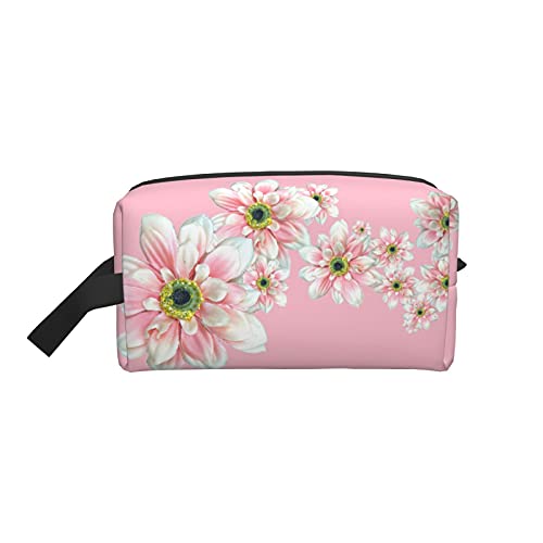 Make-up-Tasche, Blumen-Gänseblümchen-Reise-Reißverschluss, wasserdichte Clutch, Toilettenartikel-Aufbewahrung, Kosmetiktasche für Mädchen und Frauen von Fittg