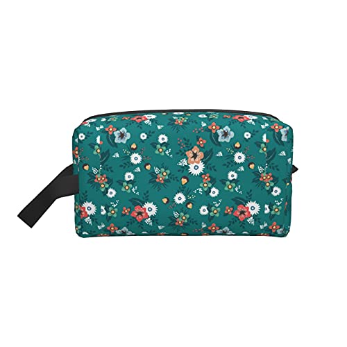 Make-up-Tasche, Blumenmuster, Reise-Reißverschluss, wasserdichte Clutch, Aufbewahrung von Toilettenartikeln, Kosmetiktasche für Mädchen und Frauen von Fittg