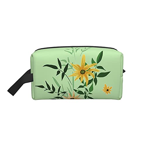 Make-up-Tasche, Gänseblümchen-Blumen-Pflanze, Blumenmuster, Reise-Reißverschluss, wasserdichte Clutch, Toilettenartikel-Aufbewahrung, Kosmetiktasche für Mädchen und Frauen von Fittg