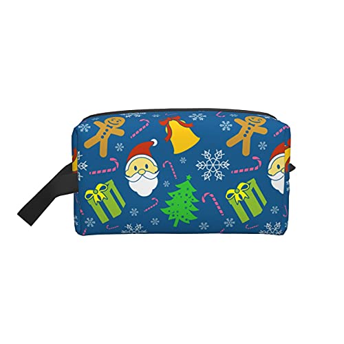 Make-up-Tasche, Motiv: Frohe Weihnachten, Weihnachtsmann, Geschenkbox, Reise-Reißverschluss, wasserdichte Clutch, Aufbewahrung von Toilettenartikeln, Kosmetiktasche für Mädchen und Frauen von Fittg