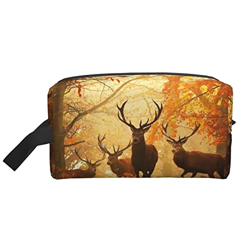 Make-up-Tasche, Motiv: Wildlife Milu Deer, Reise-Reißverschluss, wasserdichte Clutch, Aufbewahrung von Toilettenartikeln, Kosmetiktasche für Mädchen und Frauen von Fittg