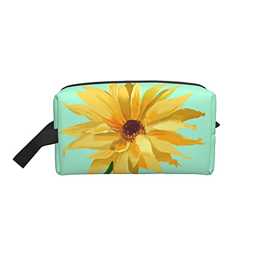 Make-up-Tasche, Sonnenblume, hellgrün, Reise-Reißverschluss, wasserdichte Clutch, Aufbewahrung von Toilettenartikeln, Kosmetiktasche für Mädchen und Frauen von Fittg