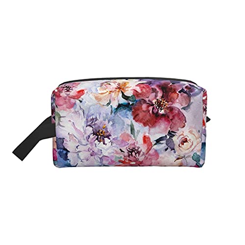 Make-up-Tasche, Violette Pfingstrosen-Blume, Reise-Reißverschluss, wasserdichte Clutch, Aufbewahrung von Toilettenartikeln, Kosmetiktasche für Mädchen und Frauen von Fittg