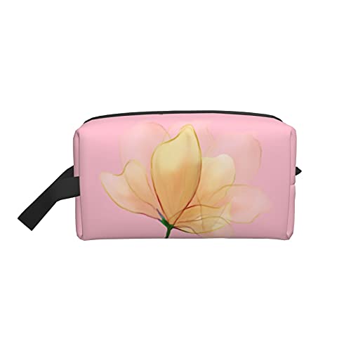 Make-up-Tasche, gelbe Aquarell-Pflanzenblume, Reise-Reißverschluss, wasserdichte Clutch, Toilettenartikel-Aufbewahrung, Kosmetiktasche für Mädchen und Frauen von Fittg