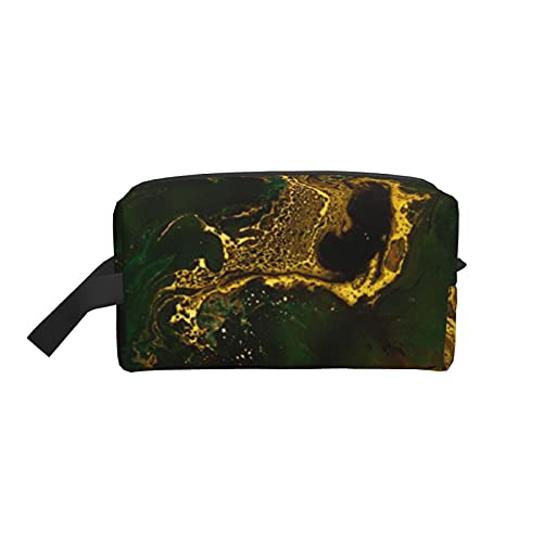 Make-up-Tasche, grün, Gold, smaragdgrün und Goldener Marmor, Reise-Reißverschluss, wasserdichte Clutch, Aufbewahrung von Toilettenartikeln, Kosmetiktasche für Mädchen und Frauen von Fittg