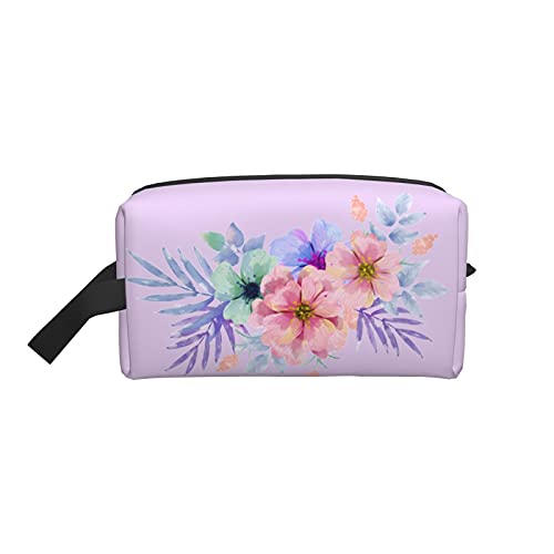 Make-up-Tasche, lila Aquarell-Blumen, Reise-Reißverschluss, wasserdichte Clutch, Aufbewahrung von Toilettenartikeln, Kosmetiktasche für Mädchen und Frauen von Fittg