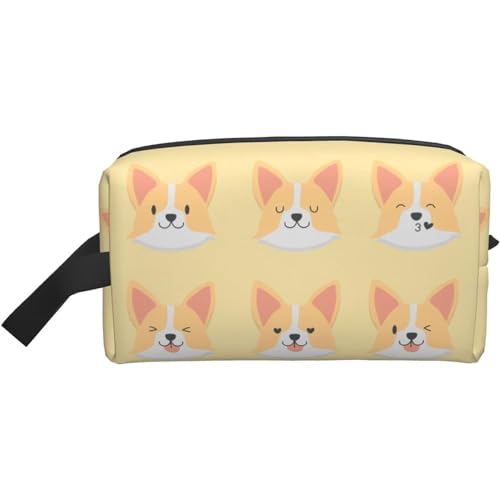 Make-up-Tasche, niedlicher Corgi-Hund, Reise-Reißverschluss, wasserdichte Clutch, Aufbewahrung von Toilettenartikeln, Kosmetiktasche für Mädchen und Frauen von Fittg