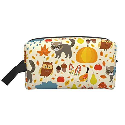 Make-up-Tasche, niedlicher Waschbär und Eule, Pilz, Fuchsblatt, Reise-Reißverschluss, wasserdichte Clutch, Aufbewahrung von Toilettenartikeln, Kosmetiktasche für Mädchen und Frauen von Fittg