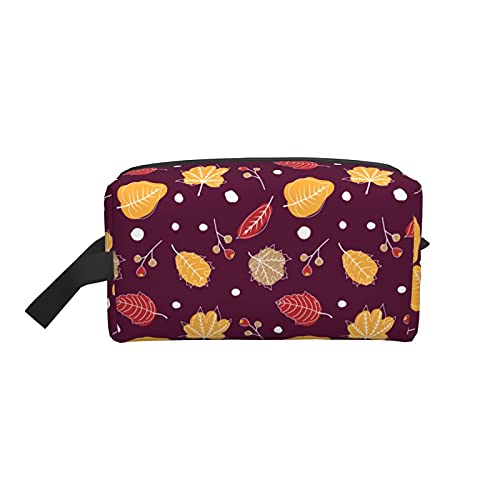 Make-up-Tasche, niedliches rotes Herbstlaub, Reise-Reißverschluss, wasserdichte Clutch, Aufbewahrung von Toilettenartikeln, Kosmetiktasche für Mädchen und Frauen von Fittg