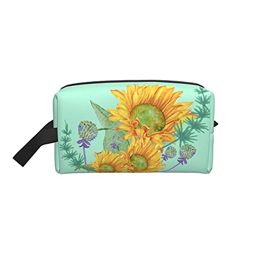 Make-up-Tasche mit Sonnenblumen-Motiv, Reise-Reißverschluss, wasserdichte Clutch, Aufbewahrung von Toilettenartikeln, Kosmetiktasche für Mädchen und Frauen von Fittg