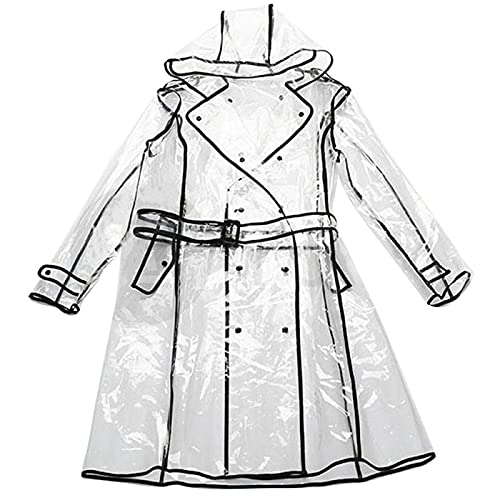 FittingHub Damen Transparent EVA Regenmantel Poncho Wasserdicht Winddicht Wiederverwendbar Uni Erwachsene Loose Fit Outdoor Aktivitäten Reisen, durchsichtig, 14-22 von FittingHub