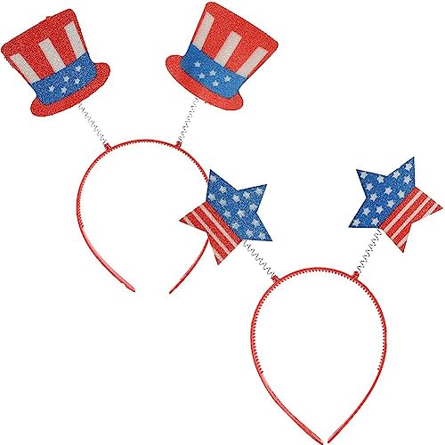 2pcs Amerikanische Flagge Stirnband Unabhängigkeitstag Haarbänder Patriotische Haarreifen Patriotische Rot Weiß Blau Head Bopper 4. Juli Haarschmuck von Fituenly