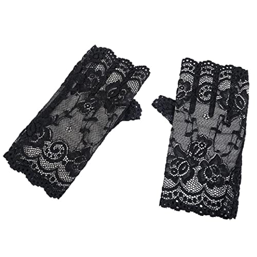 Frauen Kurze Spitzenhandschuhe Sonnencreme Fingerlose Handgelenkhandschuhe 1920er Blumenhandschuhe Für Opernabend Hochzeit Tea Party Prom Cosplay von Fituenly