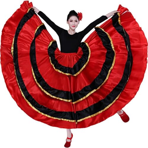 Spanischer Damen-Tanz-Performance-Rock, Bauchtanz-vollkreisrock, Flamenco-Tanz, Eröffnungsgruppe, Kleidung, Tanzrock, Ballsaal-übungen, Großer Swing-Rock von Fituenly