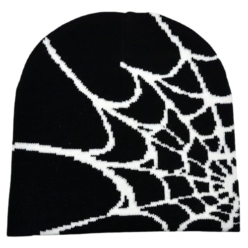 Spider Web Beanie Hut Wolle Gestrickt Hut Y2k Straße Beanie Für Männer Frauen Winter Warme Beanie Mode Hip Hop Schädel Cappe von Fituenly