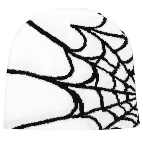 Spider Web Beanie Hut Wolle Gestrickt Hut Y2k Straße Beanie Für Männer Frauen Winter Warme Beanie Mode Hip Hop Schädel Cappe von Fituenly