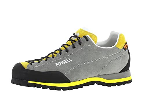 Fitwell wasserdichte Wanderhalbschuhe/Trekkingschuhe/Zustiegsschuhe Funky EV Herren mit Vibramsohle (Grey Yellow, Numeric_47) von Fitwell