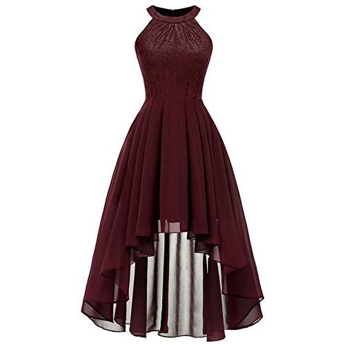 Fitzac Abendkleider Elegant Für Hochzeit Lang Brautjungfernkleider Brautkleid Prinzessin Spitze äRmellos Vorne Kurz Hinten Lang Partykleid Ballkleid Chiffon Freizeitkleid Elegante Kleider Mädchen von Fitzac
