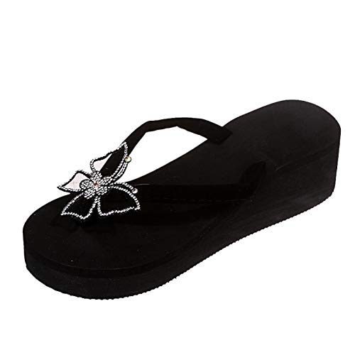 Fitzac Freizeitschuhe Damen Slipper Flip Flops Kinder MäDchen Badelatschen Damen Damenschuhe Stiefeletten Mit Absatz Badeschlappen Damen 39 Rutschfest Pantoffeln Damen Geschlossen (Black, 36) von Fitzac