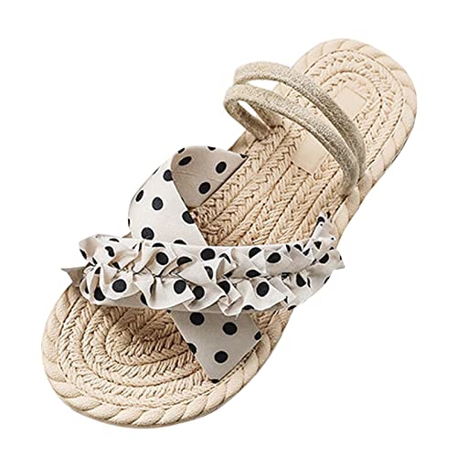 Fitzac Sommer Sandalen Damen Flach Outdoor Sandalen Damen Flach Leicht Bequem Home slippers men Schuhe Damen Sommer 2022 Flip Flops Damen Gold Damen Strandschuhe Keilsandalen für Damen (Beige, 37) von Fitzac