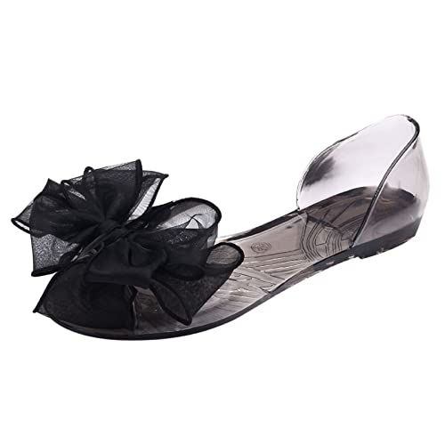Fitzac Strand Flip Flops Damen Badelatschen Damen Hausschuhe Damen Badeschuhe Damen Sandalen für Mädchen Flip Flops Damen Badeschuhe Sandaletten Damen Flacher Absatz (Black, 37) von Fitzac